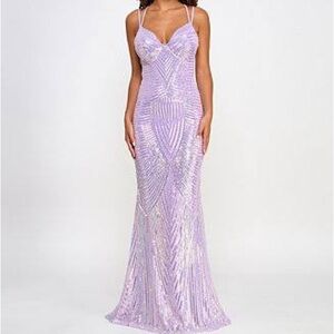 Light Pink Sequin Prom Dress – Worn Once – Size __ – Perfect Condition